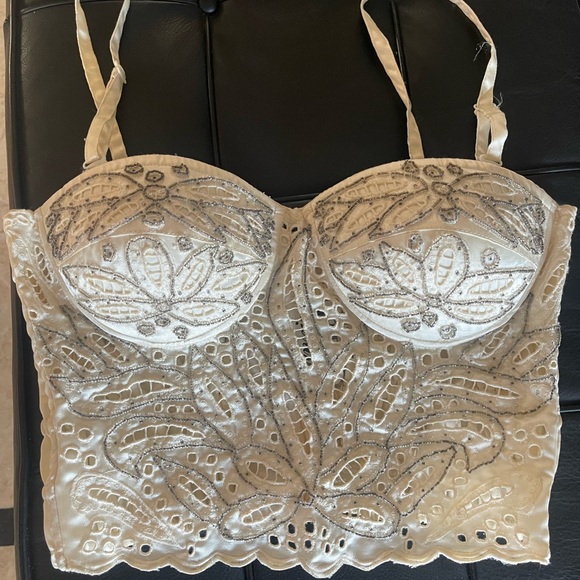 Vintage Elegant Cream Lace Bustier TOP - Picture 3 of 13